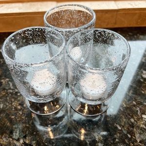 Set of 3 Glass Candle Holders